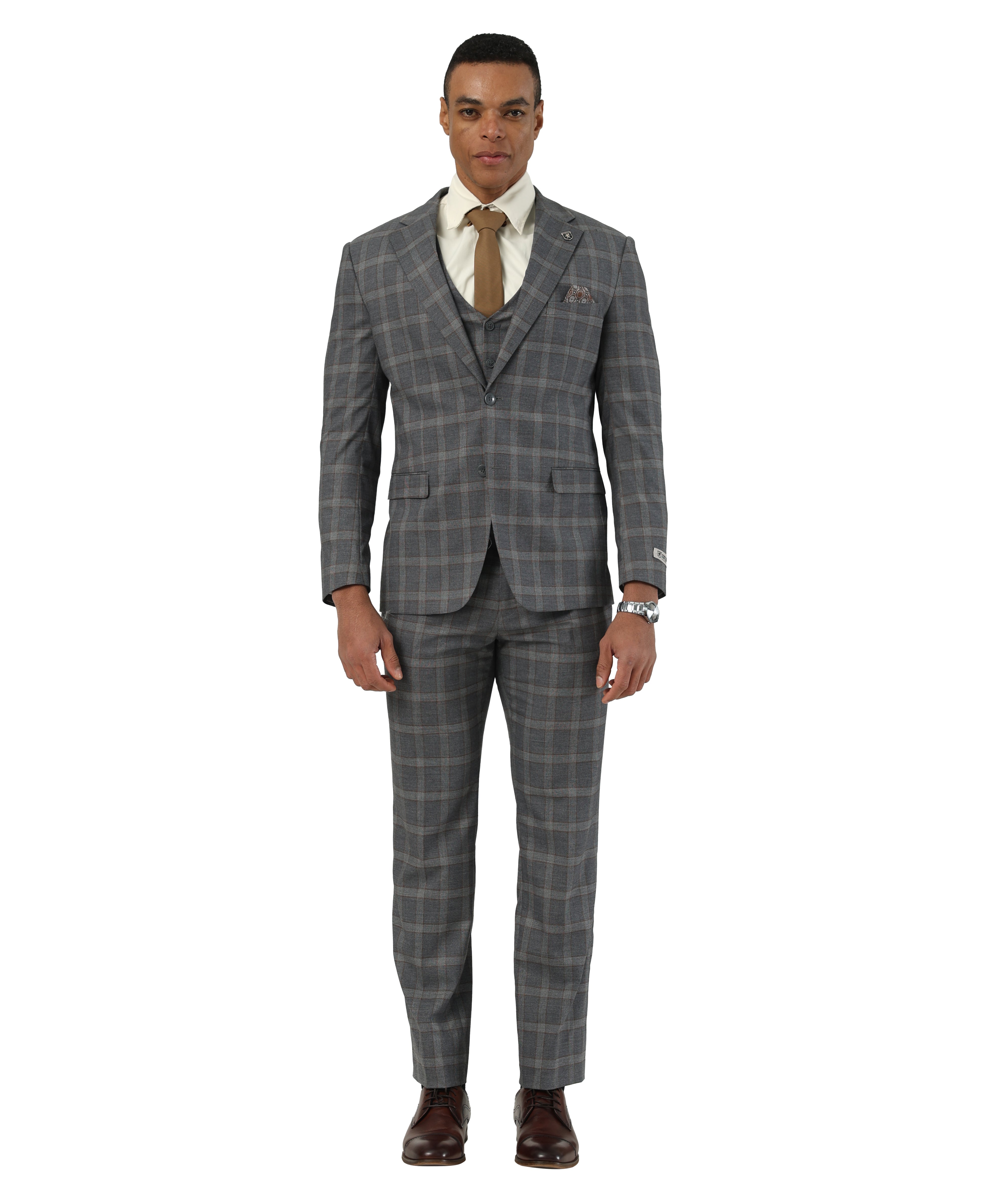 Mens Suit Glen Plaid 3pc by Stacy Adams